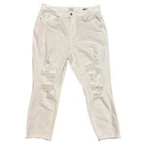 Judy Blue Mid-Rise Distressed Skinny Fit White Jeans Size 16W